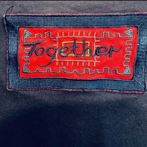 Vintage 80s Together Lightweight Jacket Cotton Slate Blue MultiColor large - Picture 4 of 6